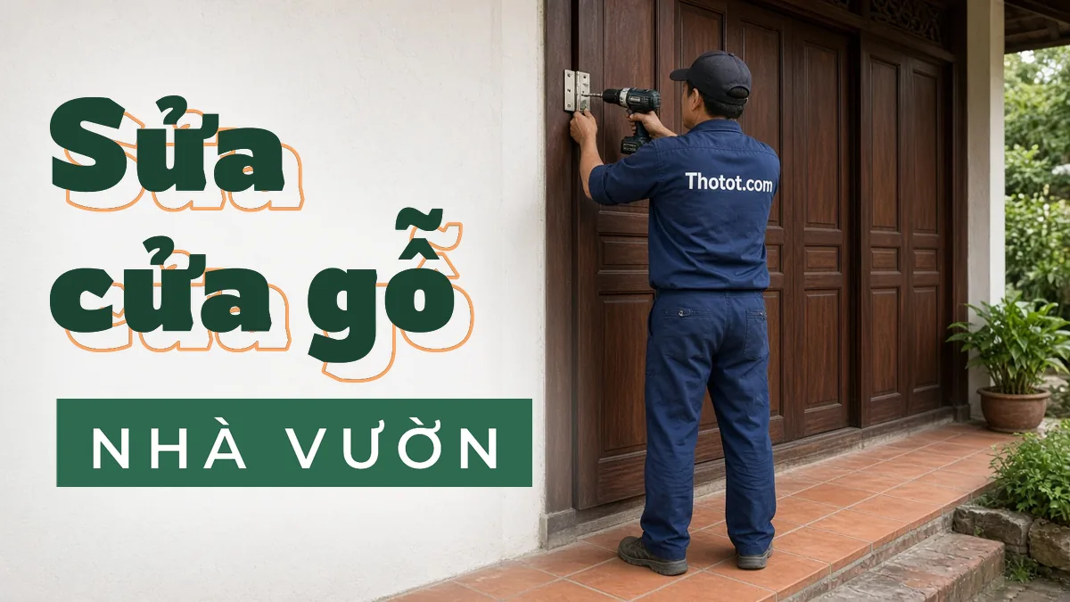 Lắp, sửa cửa gỗ mặt tiền nhà vườn