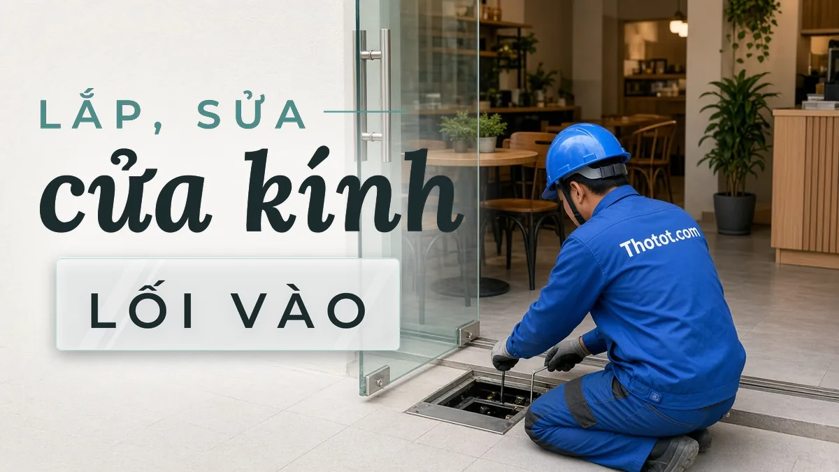 Lắp, sửa cửa kính lối vào quán café
