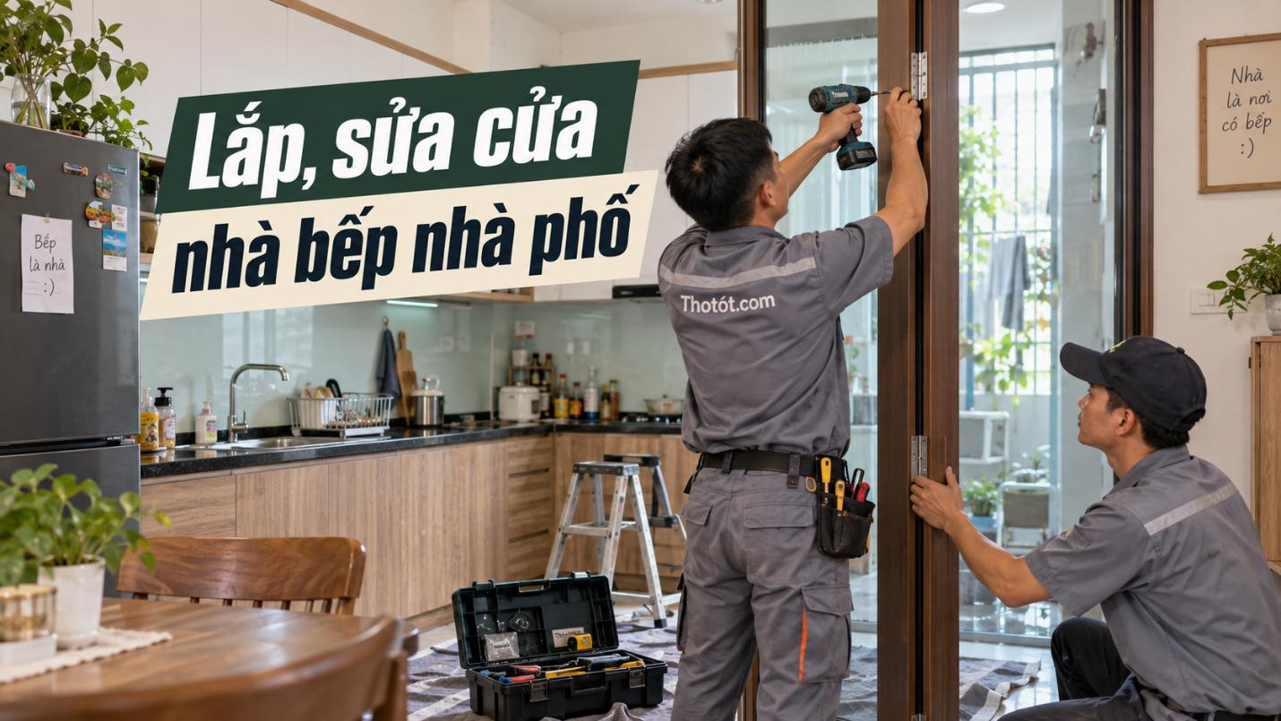 Lắp, sửa cửa nhà bếp nhà phố