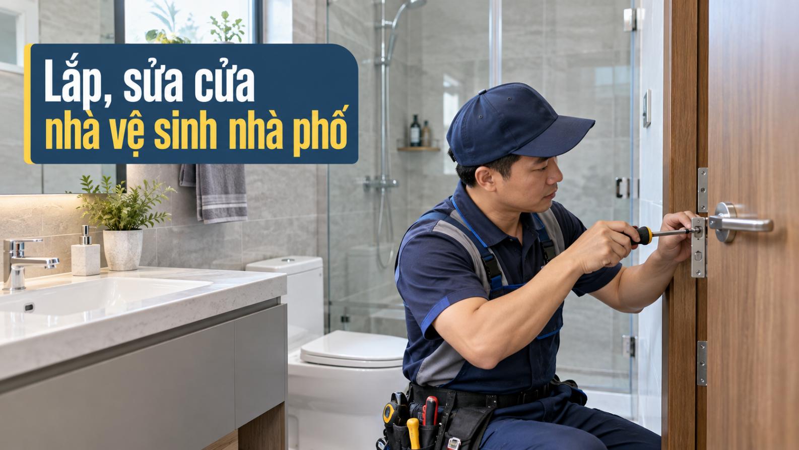 Lắp, sửa cửa nhà vệ sinh nhà phố