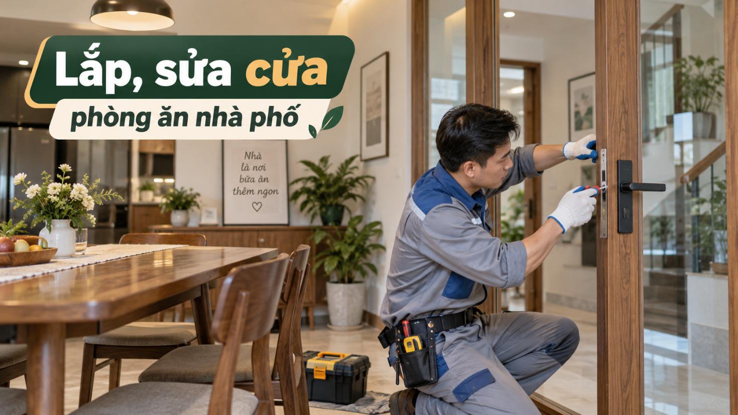 Lắp, sửa cửa phòng ăn nhà phố