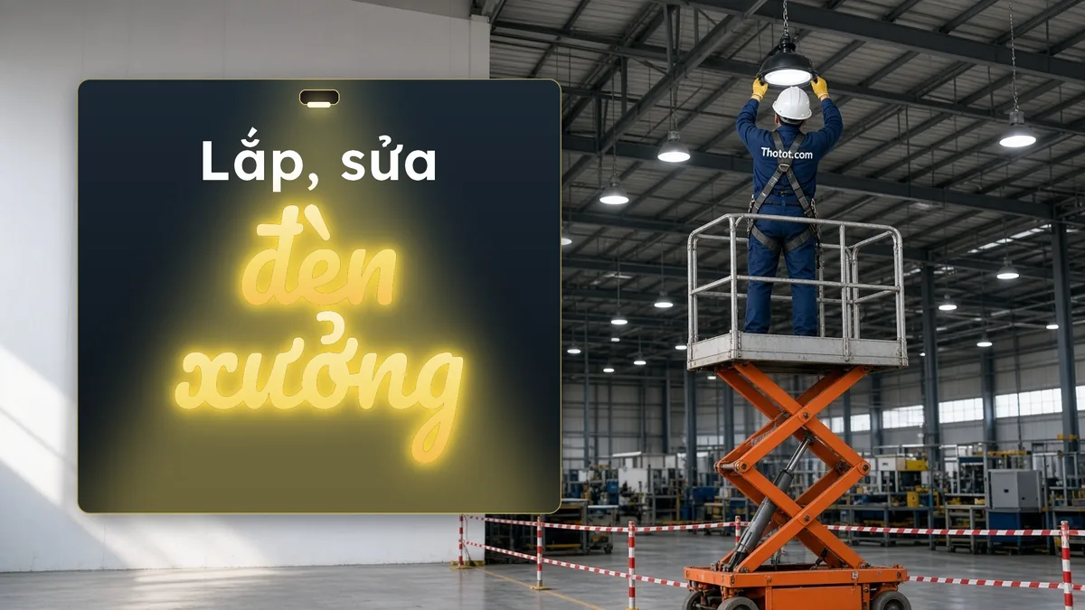 Lắp, sửa đèn chiếu sáng khu sản xuất nhà xưởng