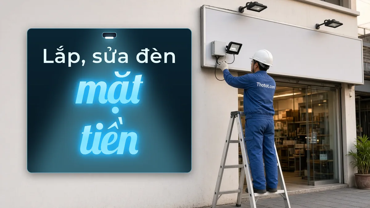Lắp, sửa đèn chiếu sáng mặt tiền cửa hàng