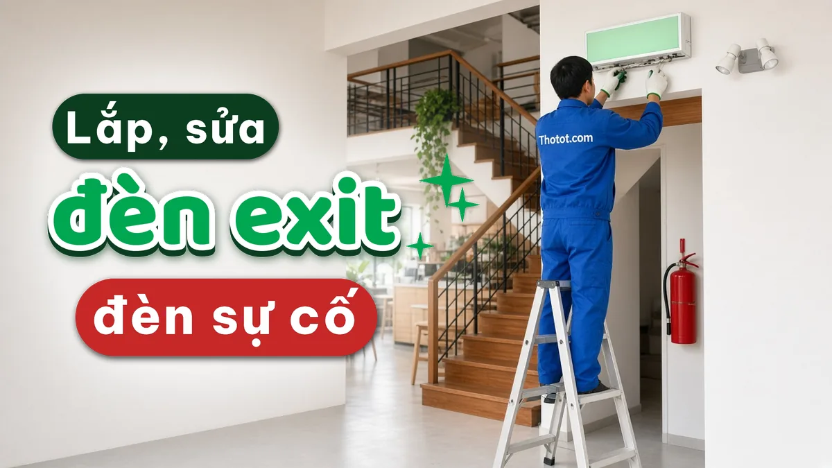 Lắp, sửa đèn exit, đèn sự cố quán café