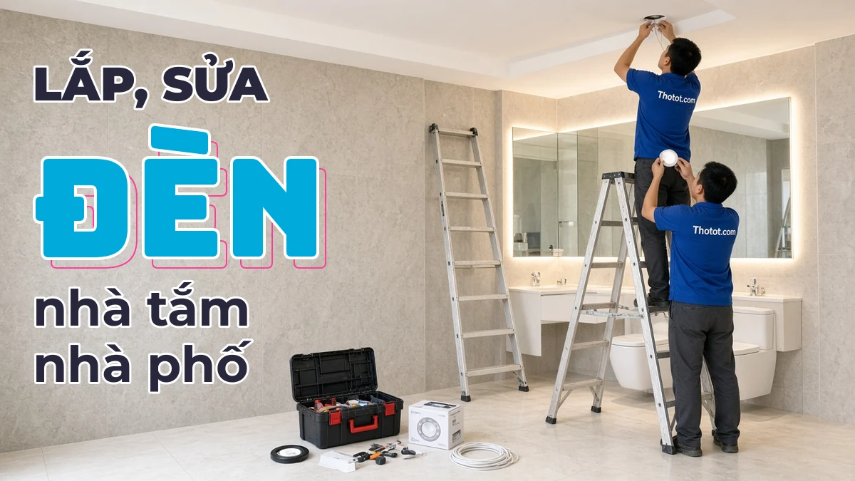 Lắp, sửa đèn nhà tắm nhà phố