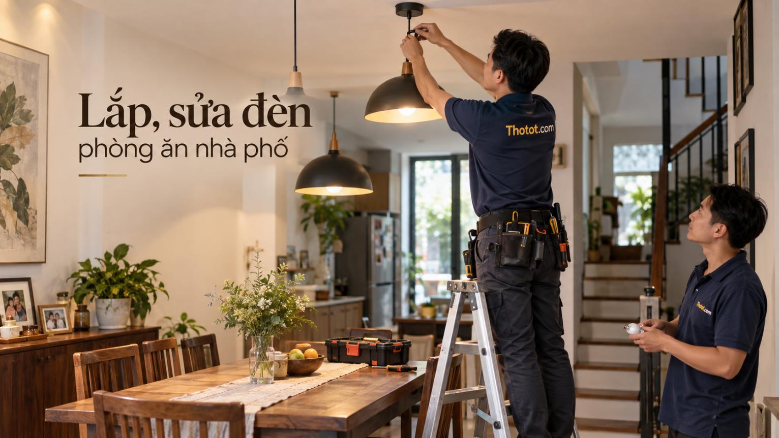 Lắp, sửa đèn phòng ăn nhà phố
