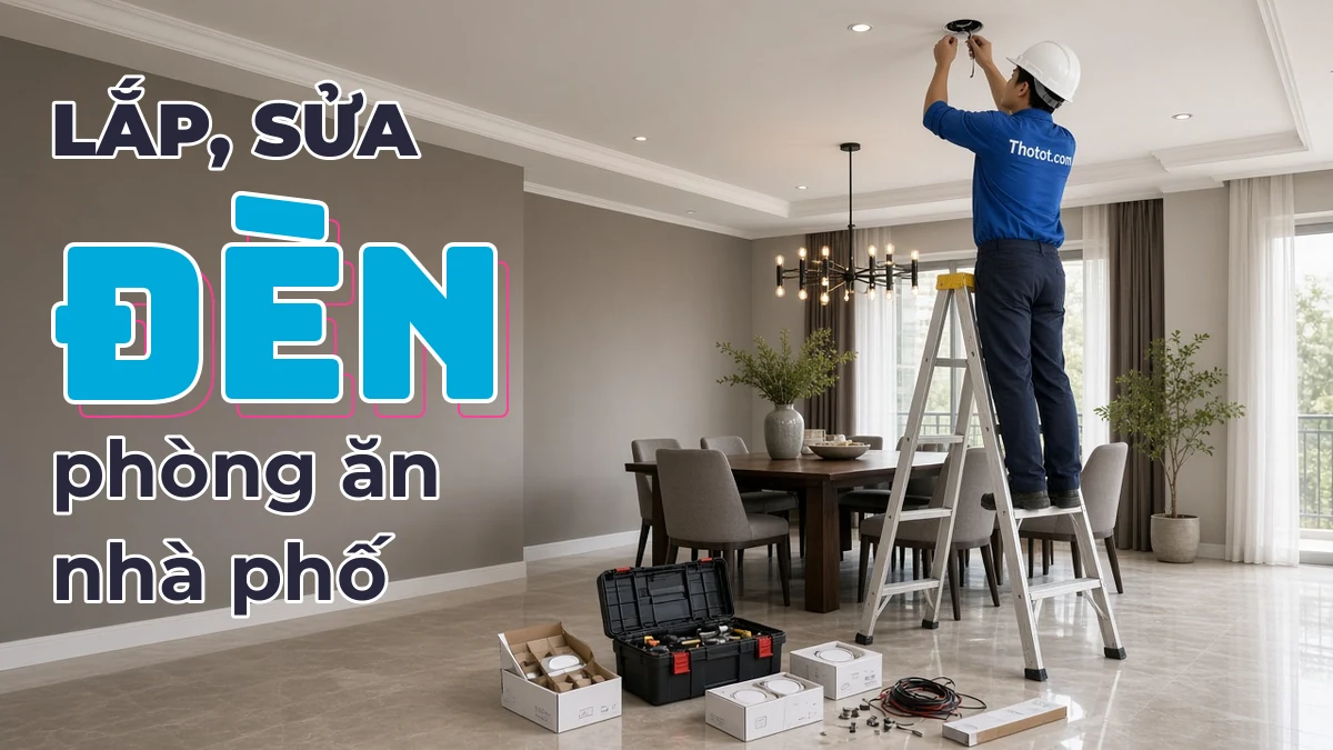 Lắp, sửa đèn phòng ăn nhà phố