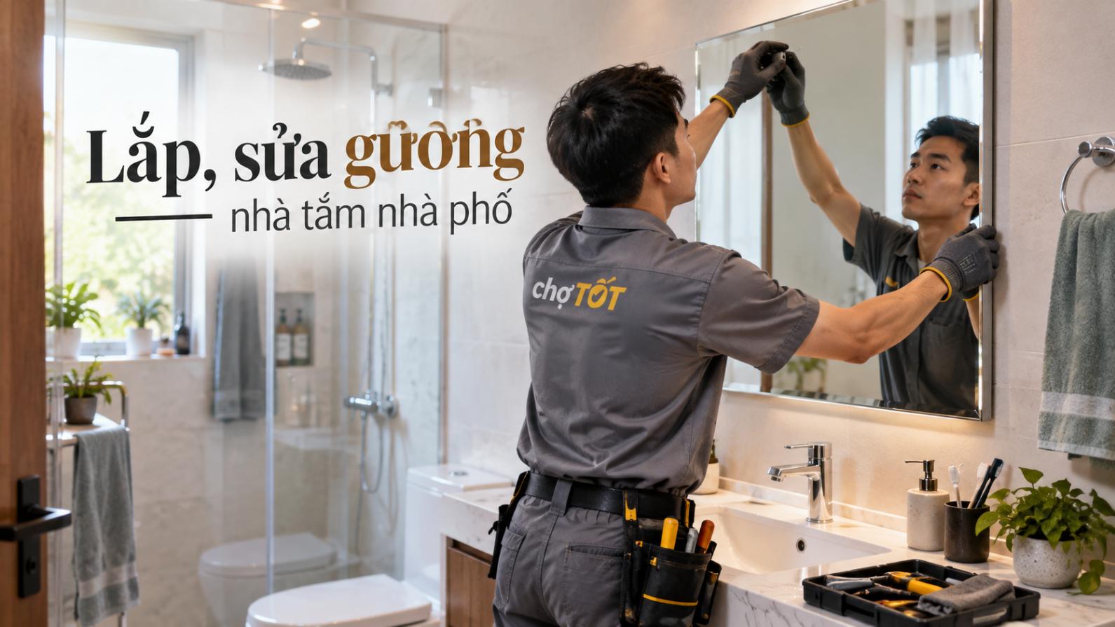 Lắp, sửa gương nhà tắm nhà phố