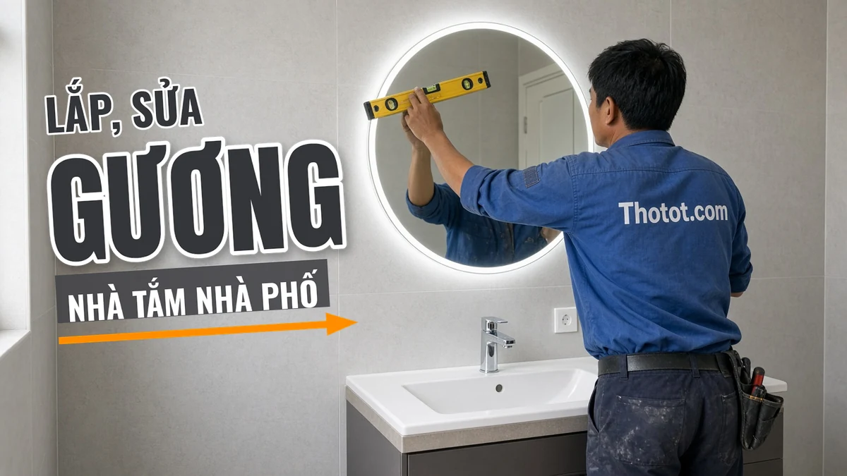 Lắp, sửa gương nhà tắm nhà phố