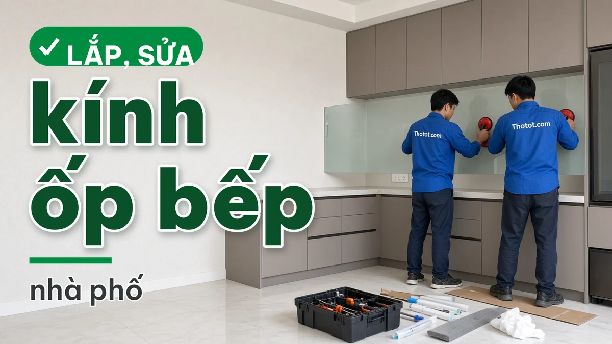 Lắp, sửa kính ốp bếp nhà phố