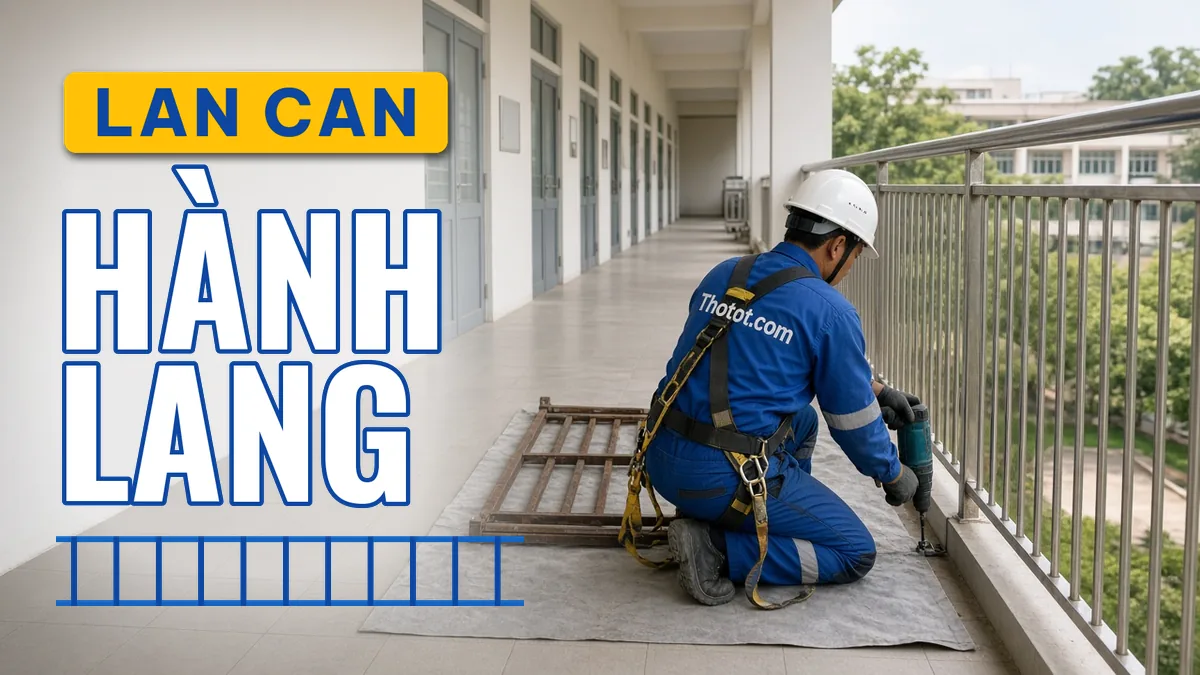 Lắp, sửa lan can hành lang trường học