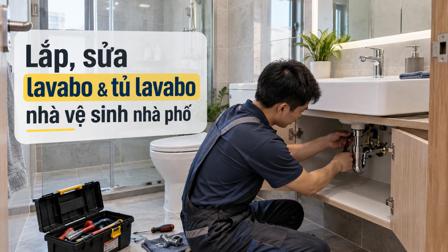 Lắp, sửa lavabo & tủ lavabo nhà vệ sinh nhà phố
