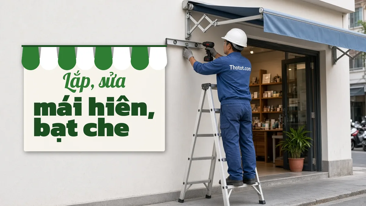 Lắp, sửa mái hiên, bạt che cửa hàng