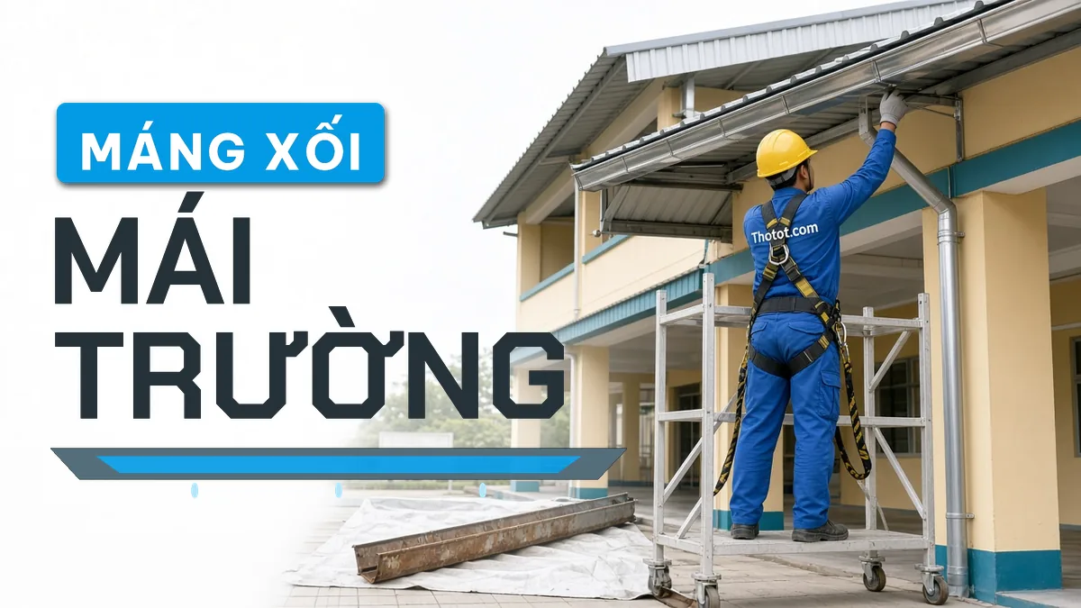 Lắp, sửa máng xối mái trường học
