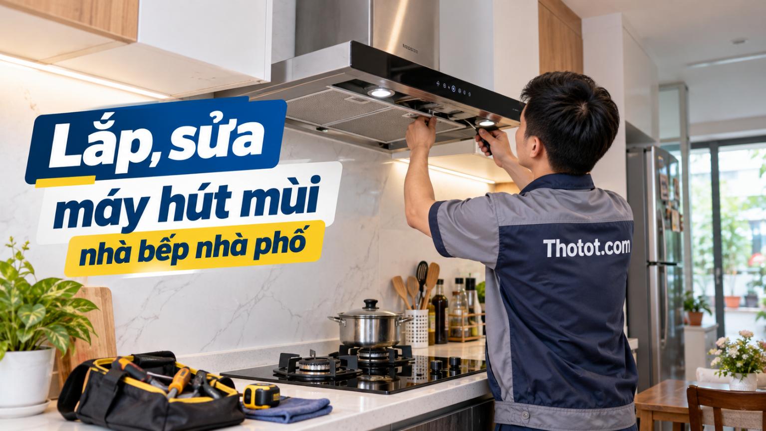 Lắp, sửa máy hút mùi nhà bếp nhà phố
