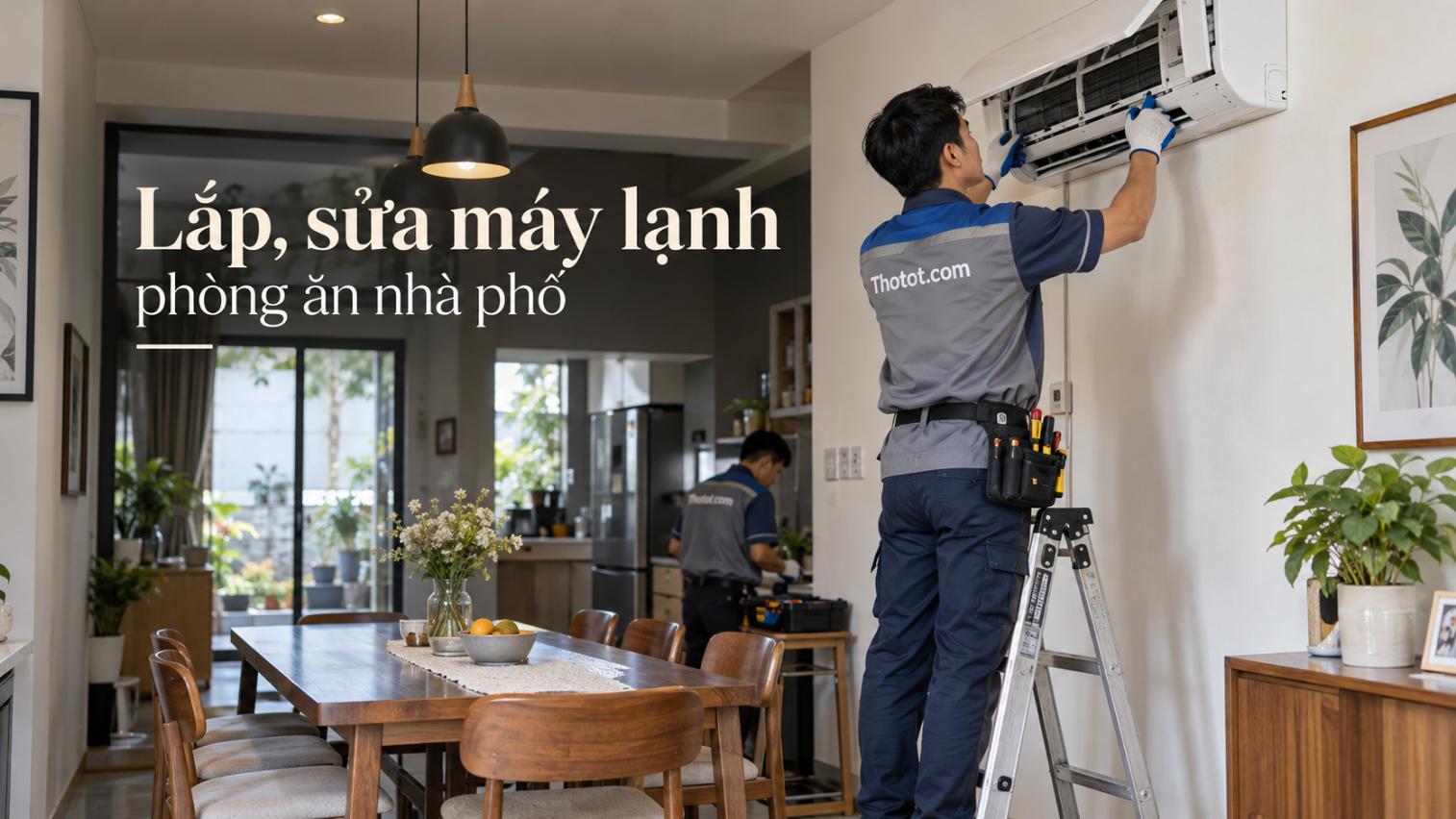 Lắp, sửa máy lạnh phòng ăn nhà phố