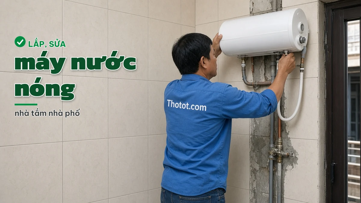 Lắp, sửa máy nước nóng nhà tắm nhà phố