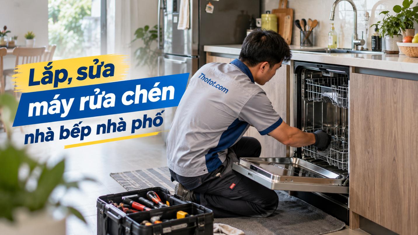 Lắp, sửa máy rửa chén nhà bếp nhà phố