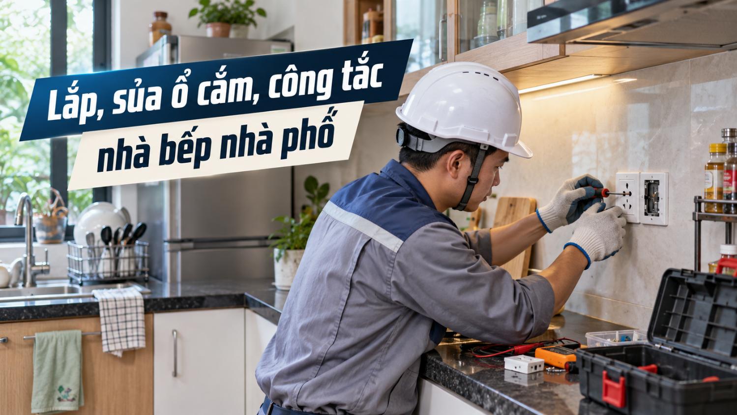 Lắp, sửa ổ cắm, công tắc nhà bếp nhà phố