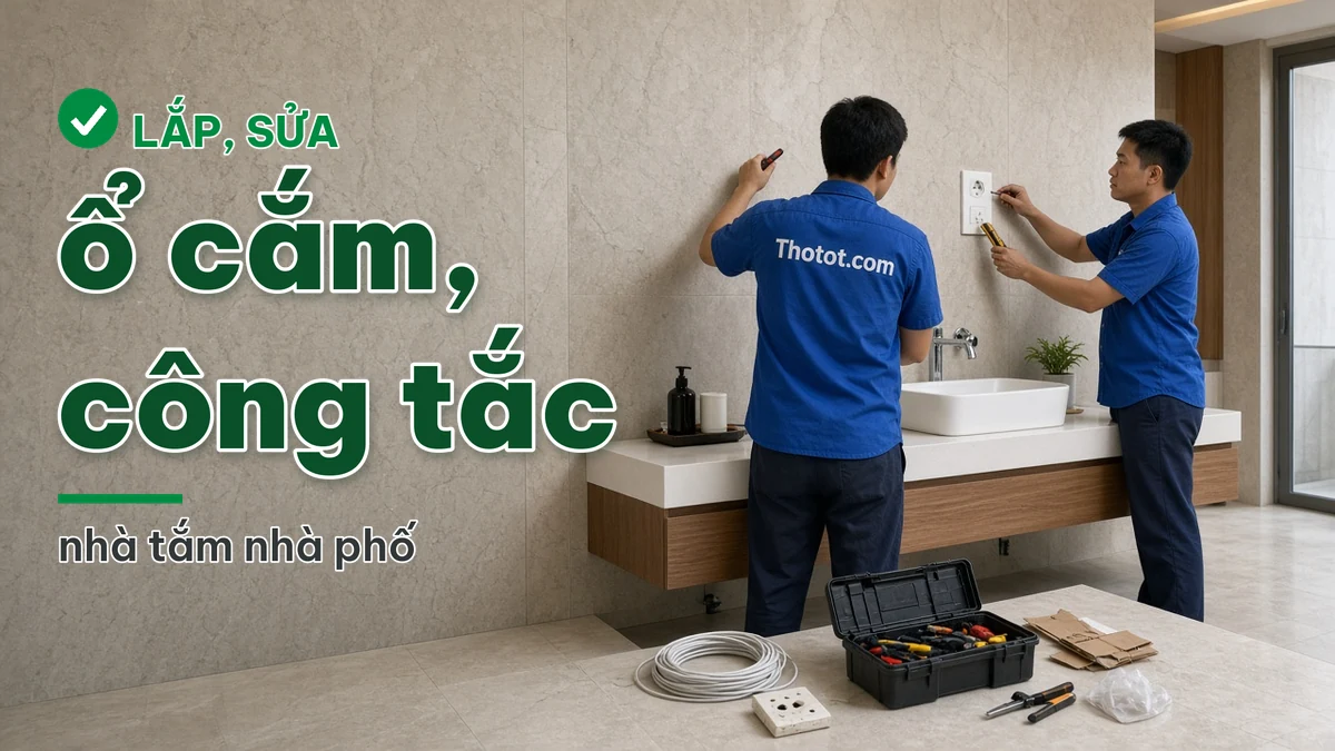 Lắp, sửa ổ cắm, công tắc nhà tắm nhà phố