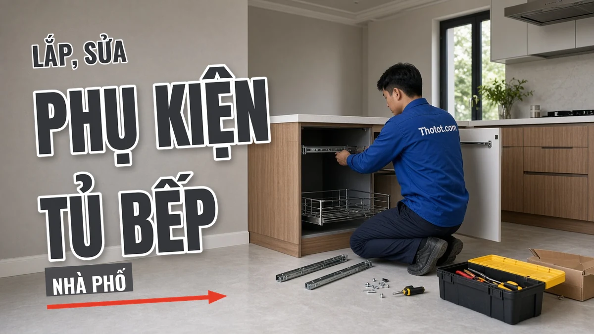 Lắp, sửa phụ kiện tủ bếp nhà phố