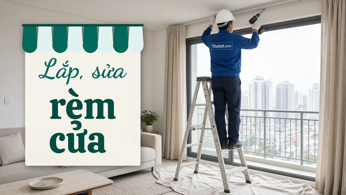 Lắp, sửa rèm cửa phòng khách căn hộ chung cư