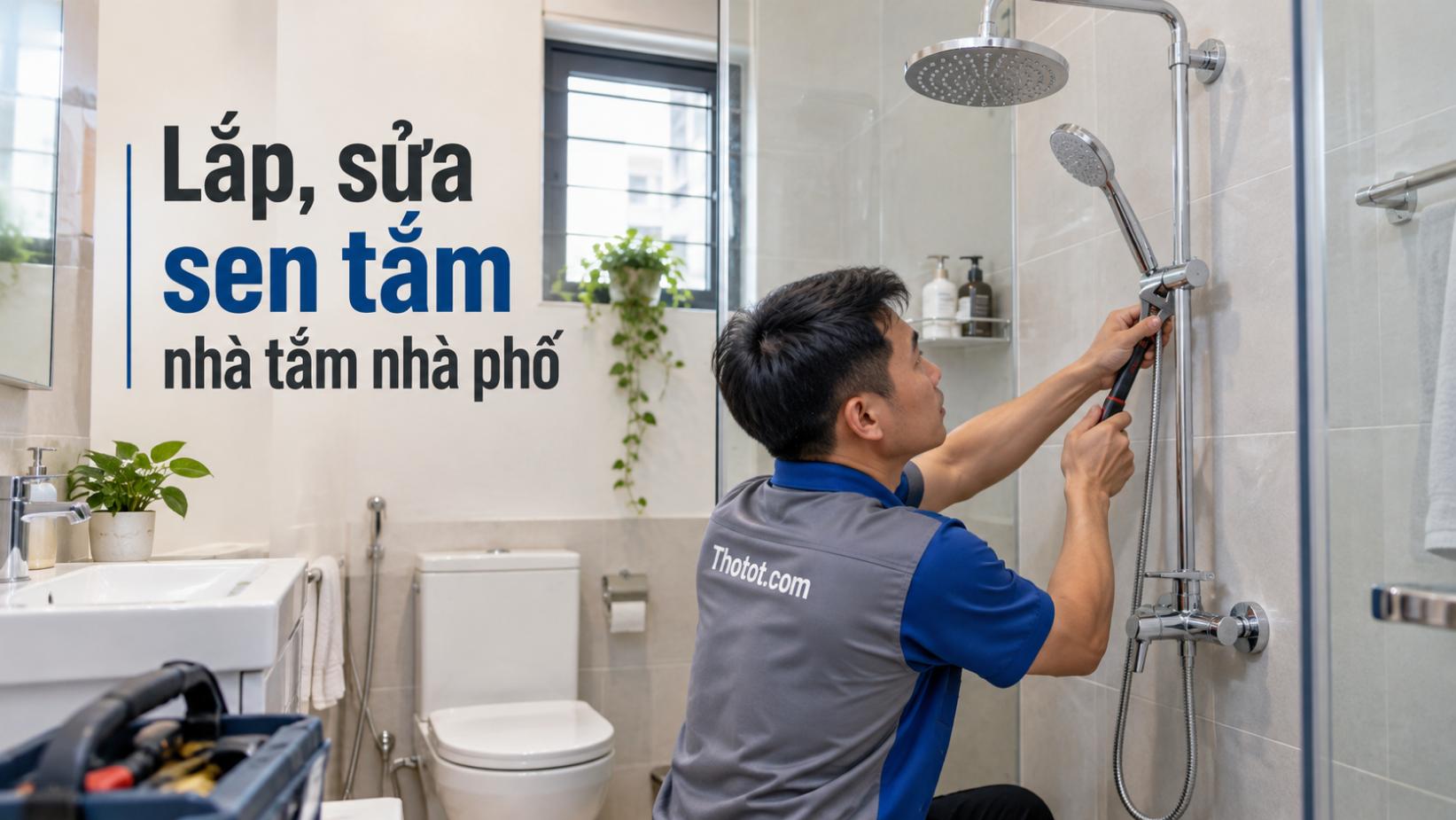 Lắp, sửa sen tắm nhà tắm nhà phố