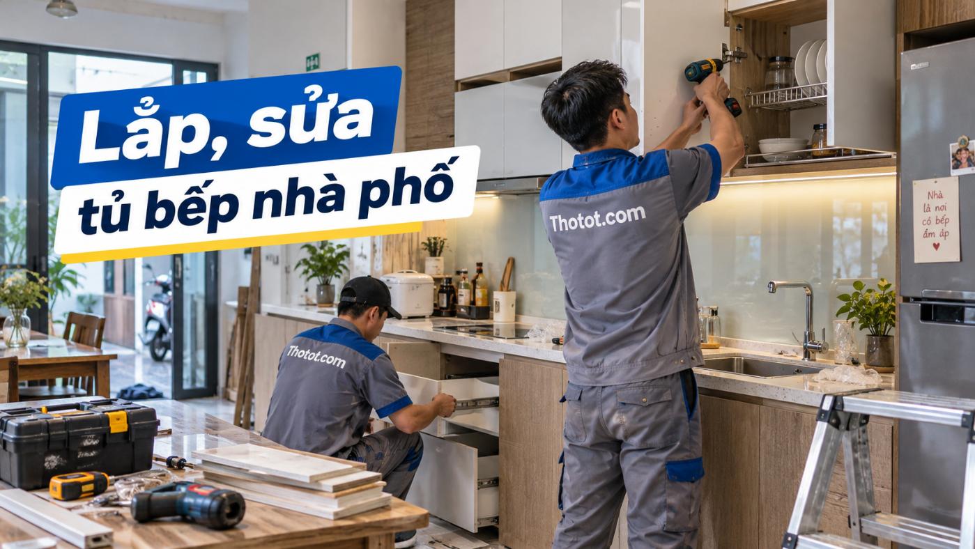 Lắp, sửa tủ bếp nhà phố