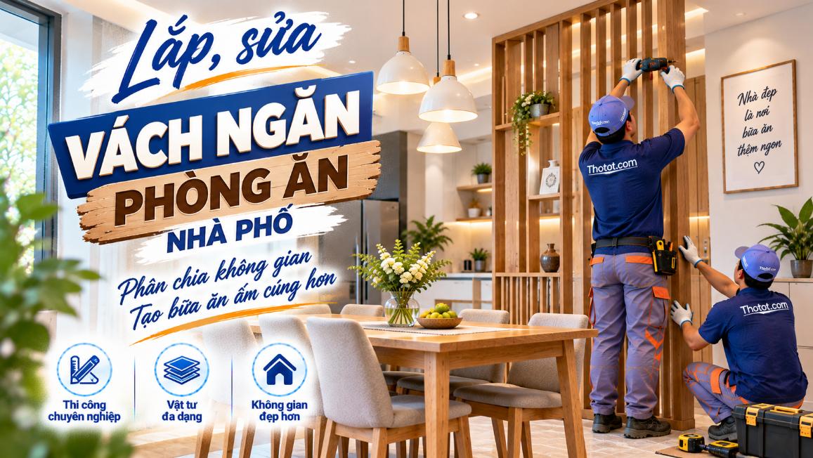 Lắp, sửa vách ngăn phòng ăn nhà phố