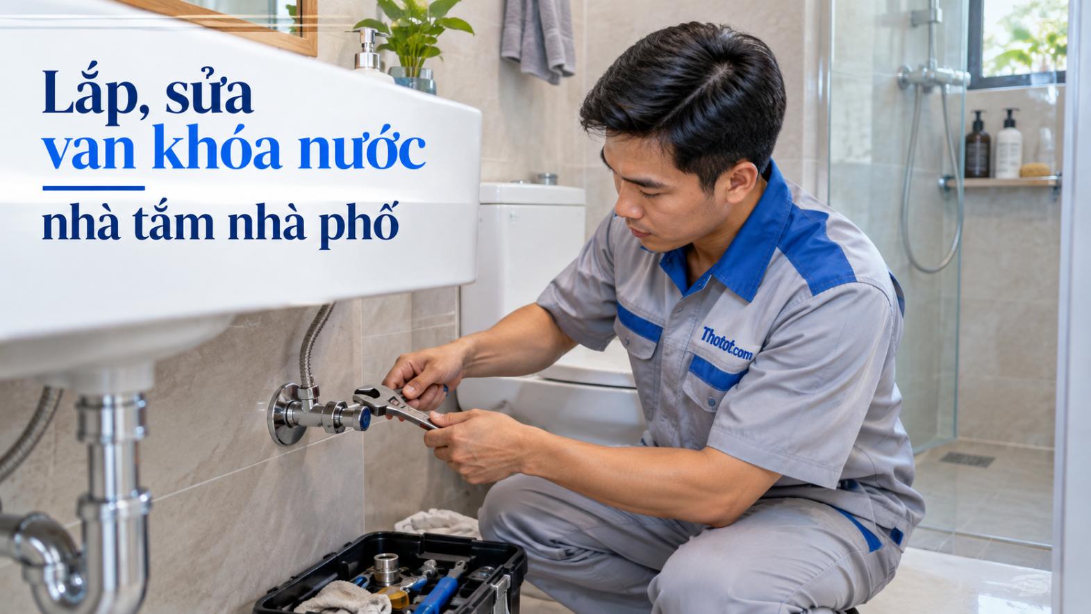 Lắp, sửa van khóa nước nhà tắm nhà phố
