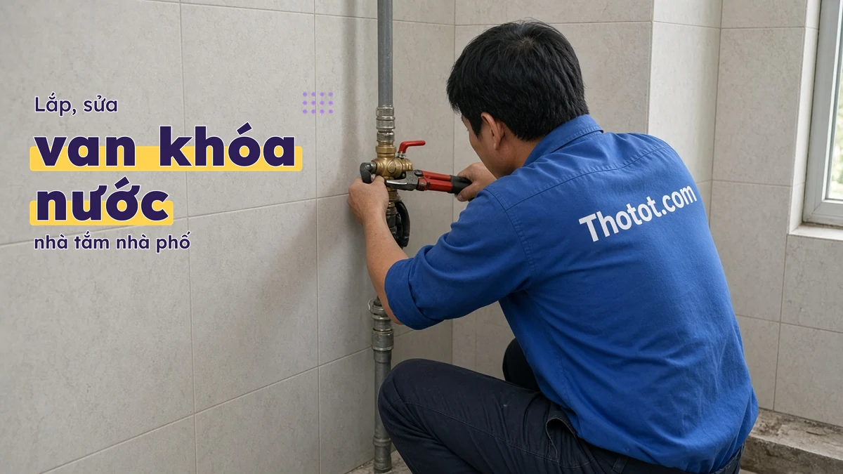 Lắp, sửa van khóa nước nhà tắm nhà phố
