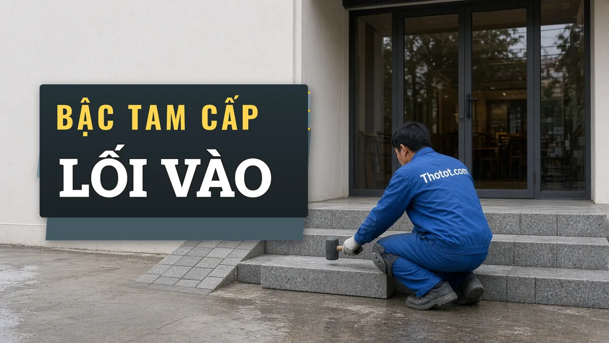 Lát bậc tam cấp, dốc lối vào nhà hàng