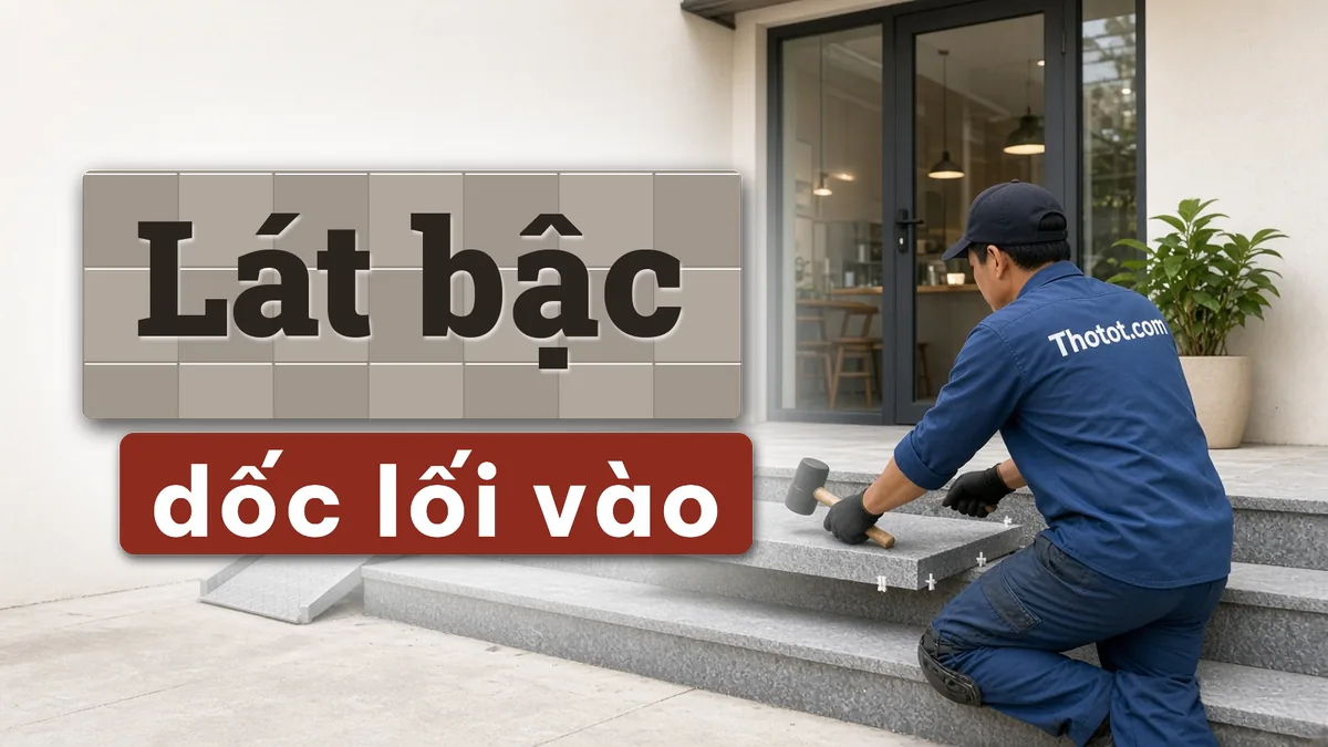 Lát bậc tam cấp, dốc lối vào quán café