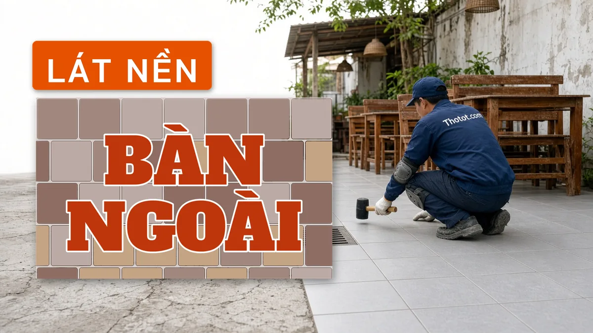 Lát nền khu bàn ngoài trời nhà hàng