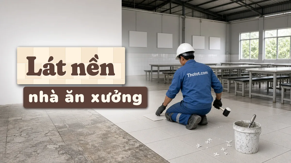 Lát nền, ốp tường khu ăn uống nhà xưởng