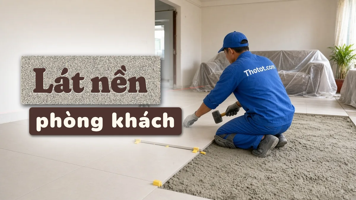 Lát nền phòng khách nhà cấp 4