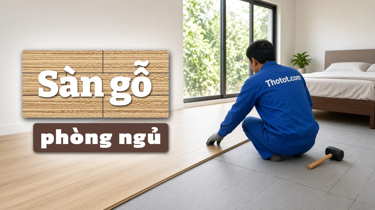 Lát sàn gỗ phòng ngủ biệt thự
