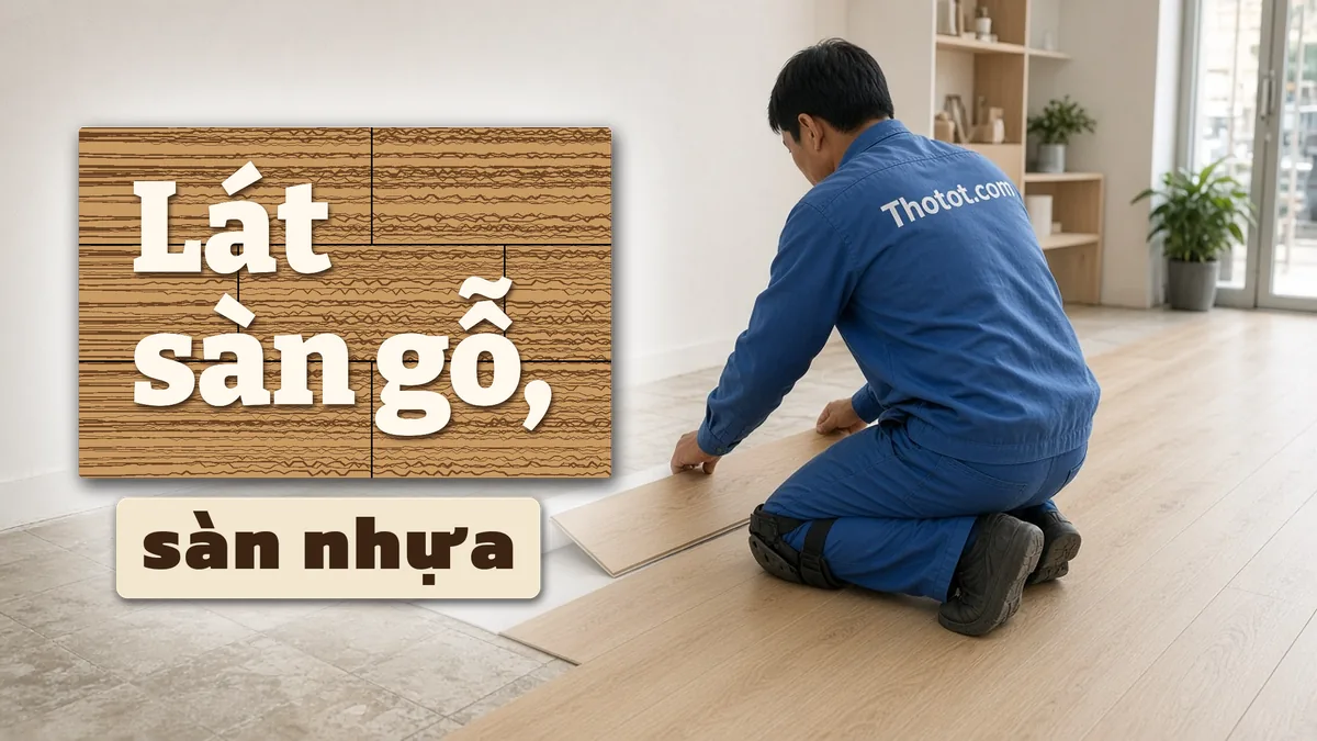 Lát sàn gỗ, sàn nhựa khu bán hàng cửa hàng