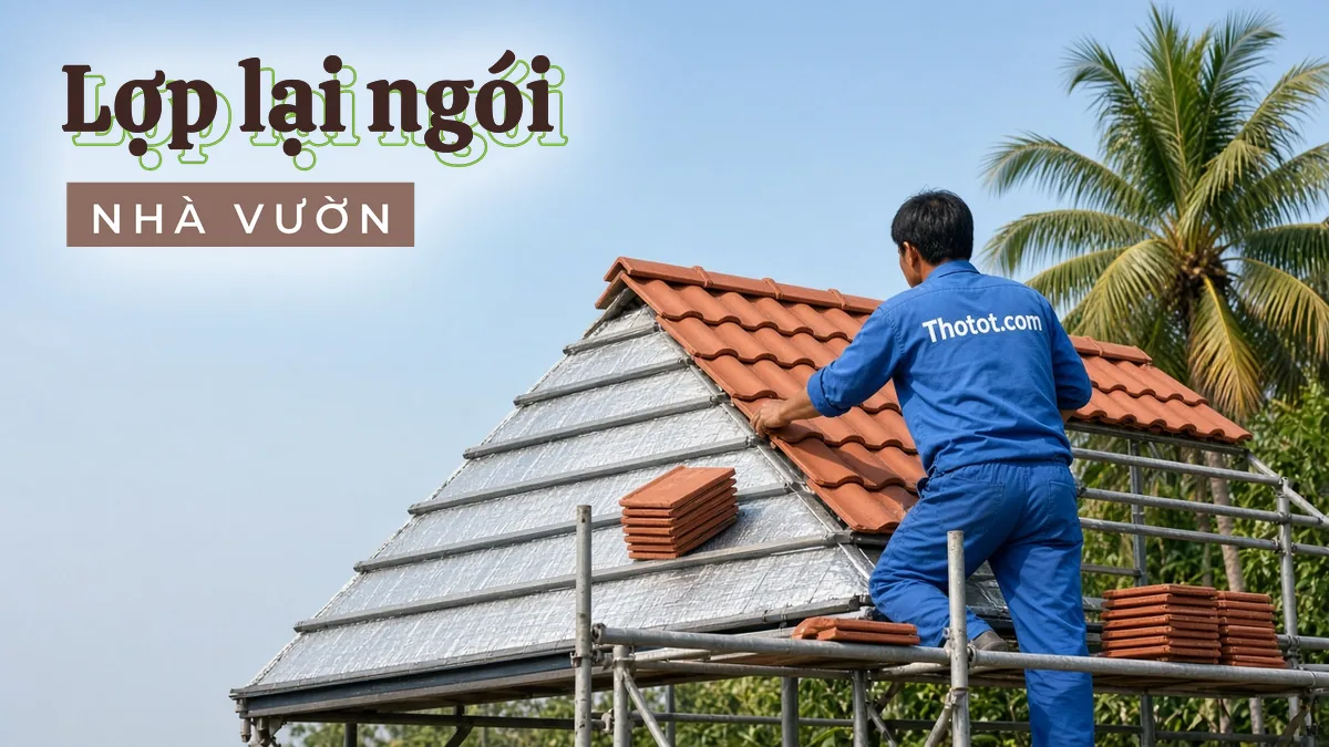 Lợp lại mái ngói nhà vườn