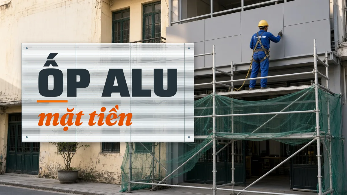 Ốp alu, sơn lại mặt tiền nhà hàng