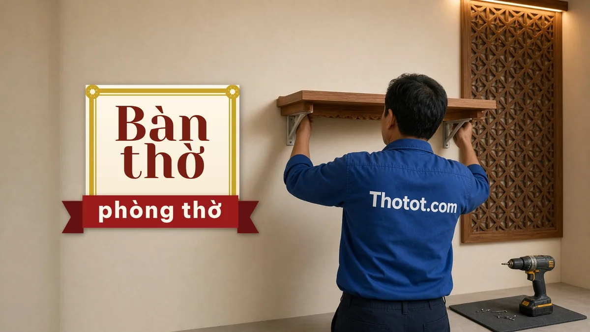 Ốp gỗ, đóng bàn thờ phòng thờ biệt thự
