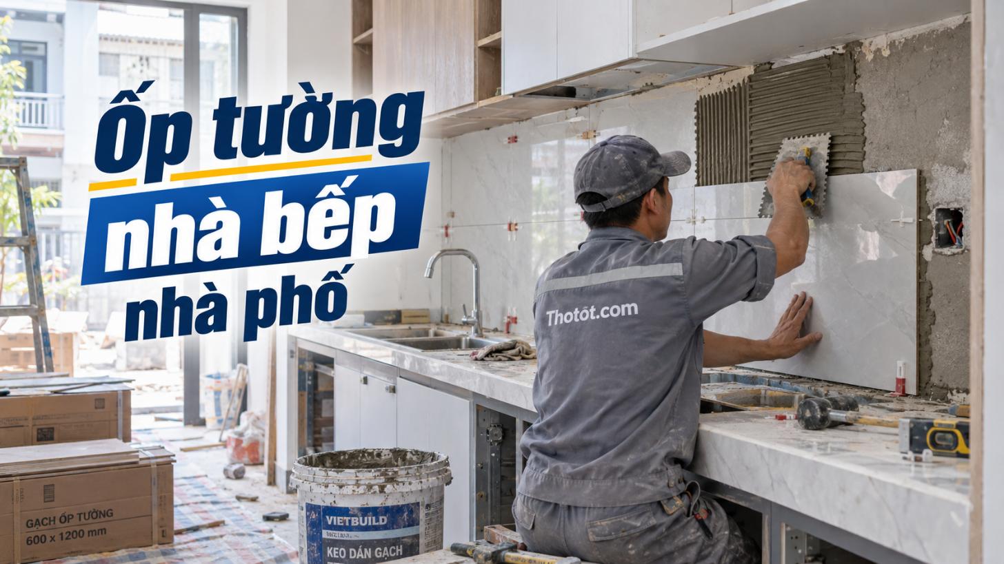 Ốp tường nhà bếp nhà phố