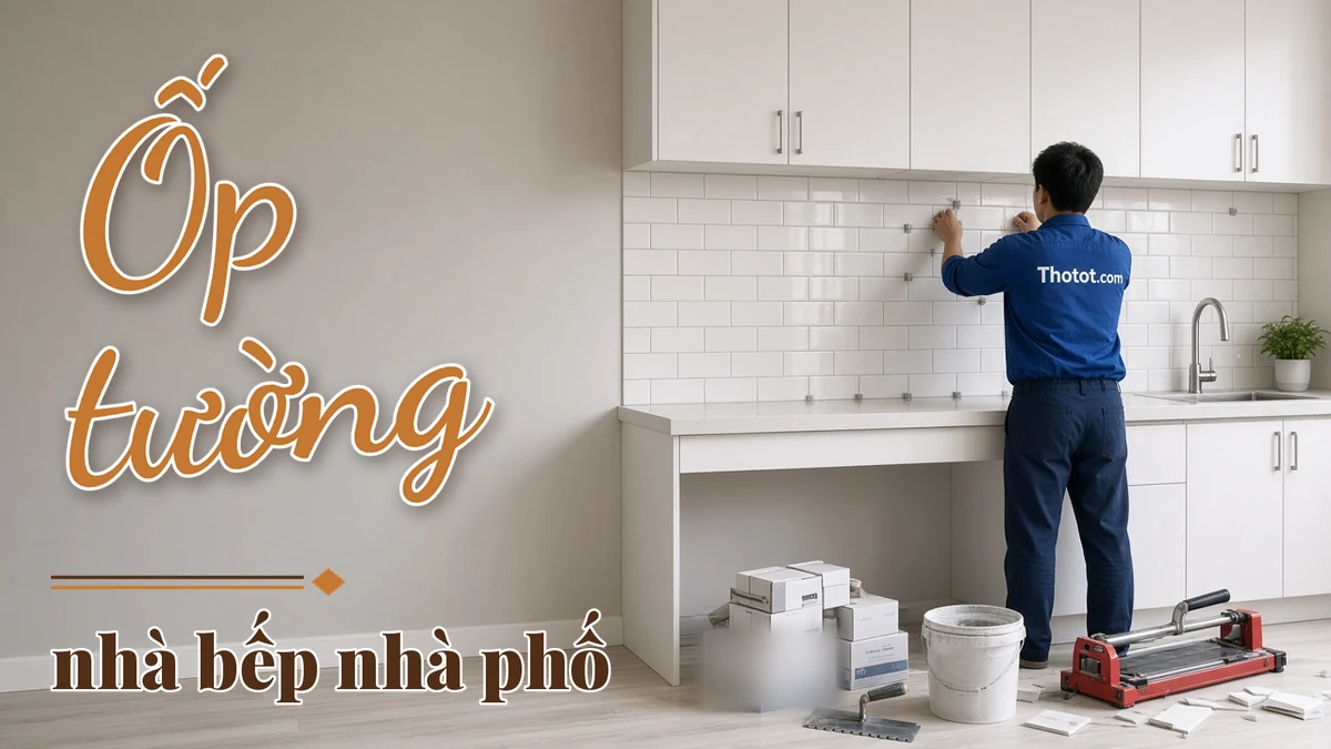 Ốp tường nhà bếp nhà phố