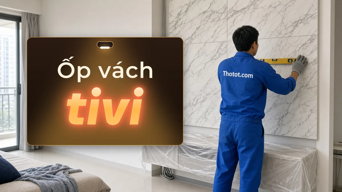 Ốp vách tivi phòng khách căn hộ chung cư