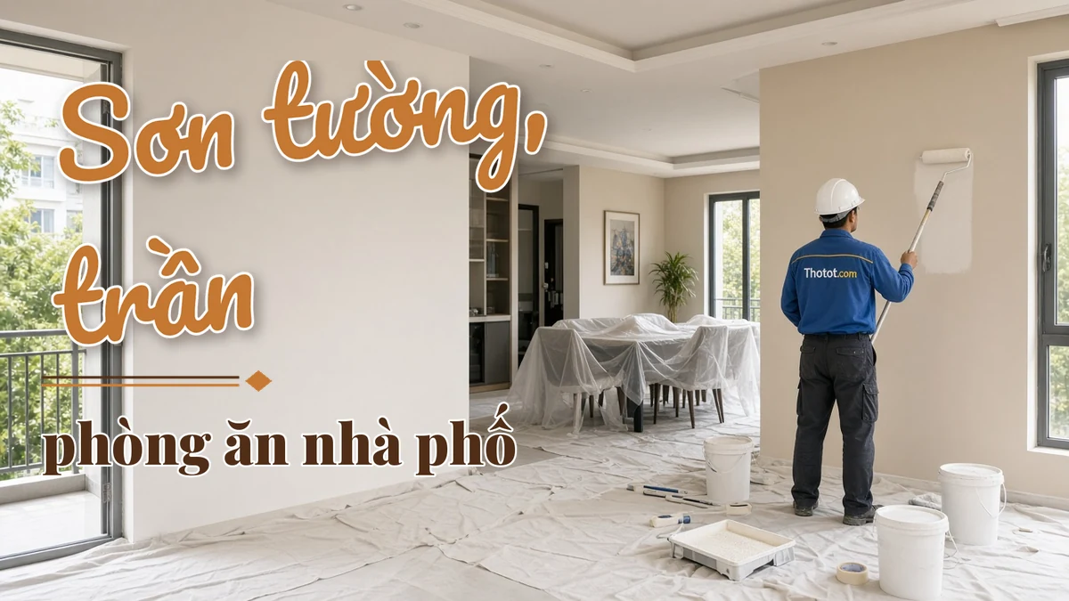 Sơn tường, trần phòng ăn nhà phố