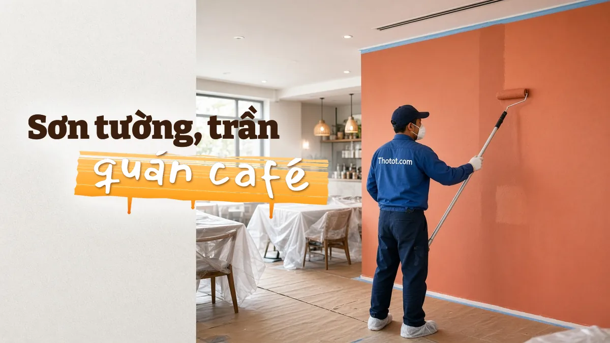 Sơn tường, trần quán café