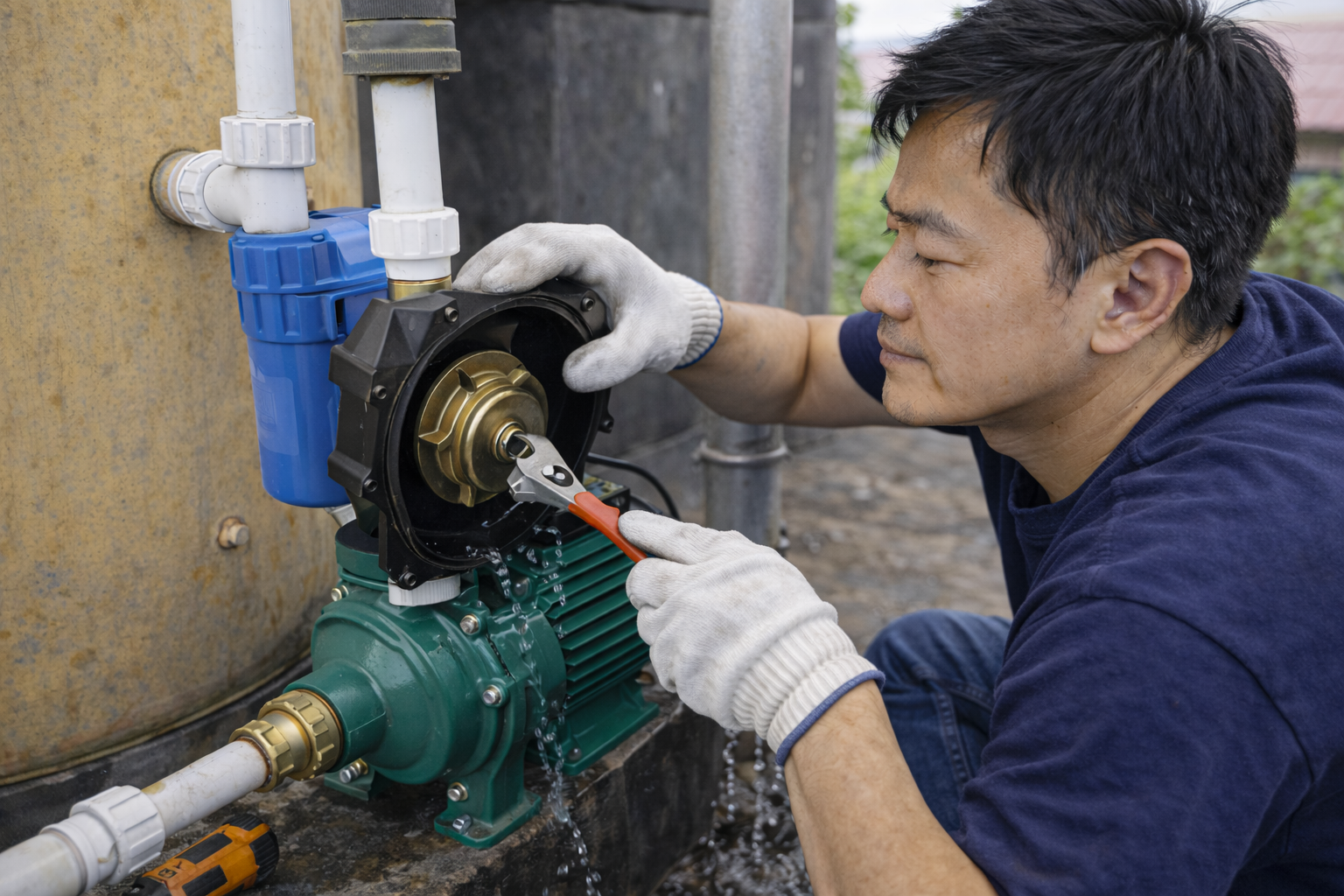 Sửa máy bơm kêu to – rung lắc