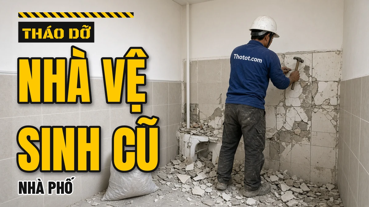 Tháo dỡ nhà vệ sinh cũ nhà phố
