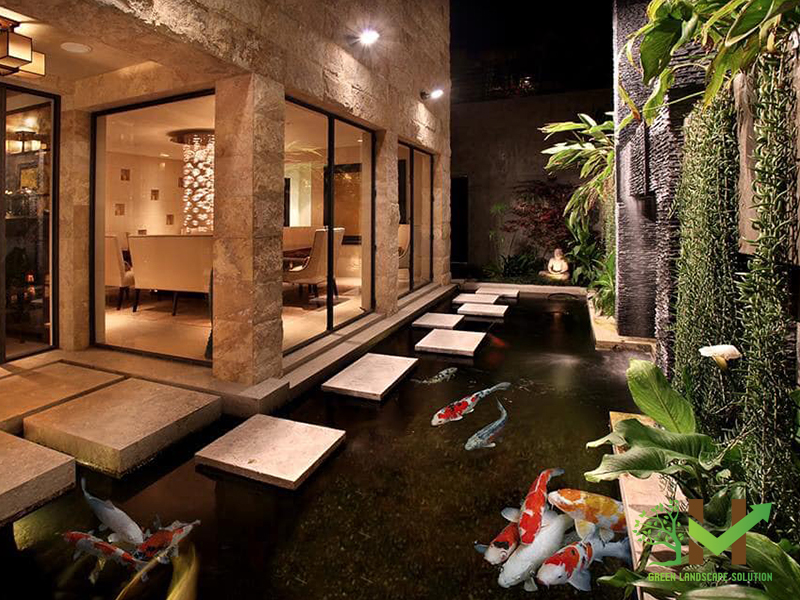 Thi công hồ cá koi biệt thự