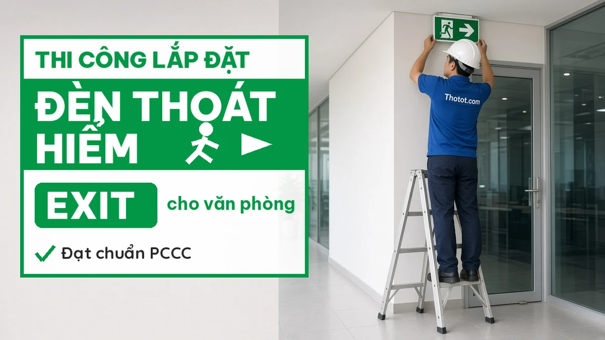 Thi công lắp đặt đèn thoát hiểm Exit cho văn phòng